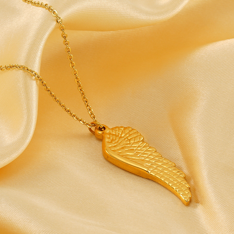 1 Piece Simple Series Simple Wings Stainless Steel 18K Gold Plated Unisex Pendant Necklaces 